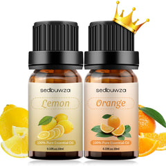Lemon & Orange essential oil set bottles from Sedbuwza in amber glass
