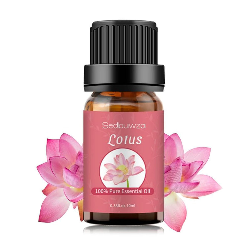 Sedbuwza Lotus Essential Oil bottle in amber glass