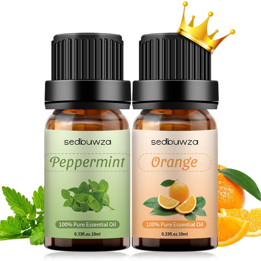 Two amber 10 ml essential oil bottles in Sedbuwza Peppermint Orange Set
