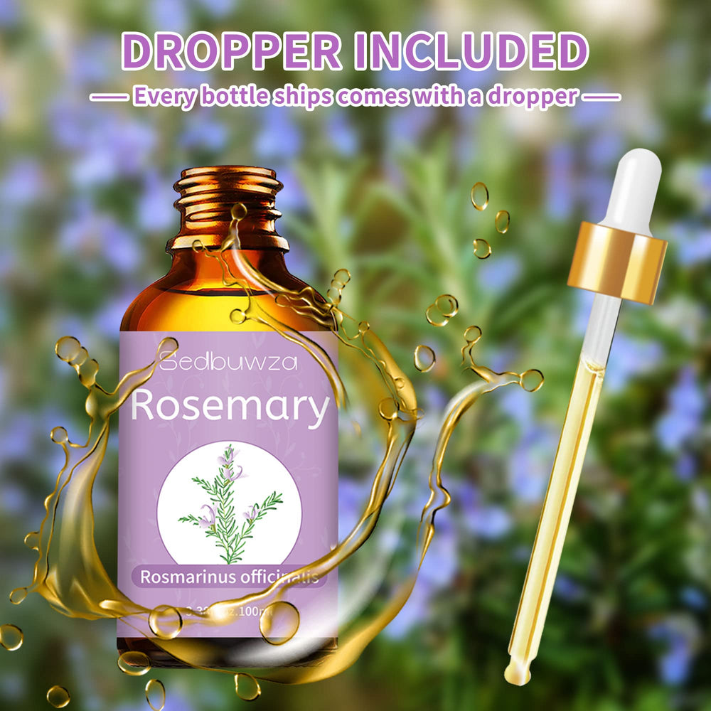 Rosemary essential oil bottle with built-in dropper cap