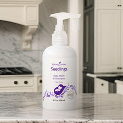 Pouring baby wash into a caregiver's hand