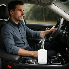 SEEDSEEL 100ML car essential oil diffuser, white, angled view