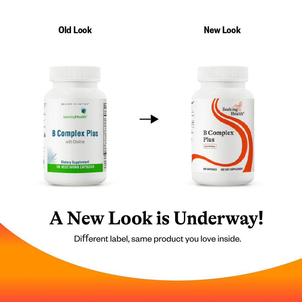 Seeking Health logo with product packaging in focus
