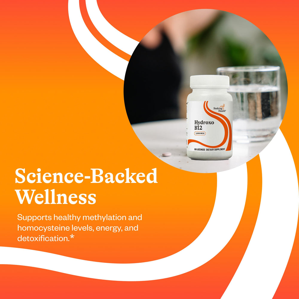 Close-up of 2000 mcg B12 dosage on label