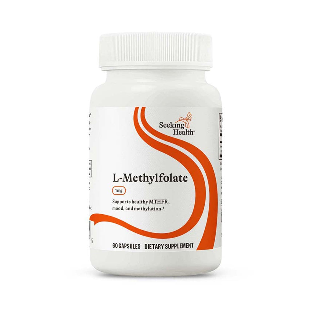 Front view of Seeking Health L-Methylfolate 1mg 60 capsules bottle