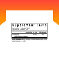 Close-up of the magnesium malate chewable tablet
