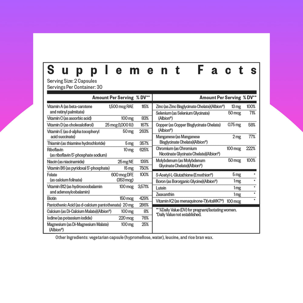 Close-up of product label highlighting methyl-free formula