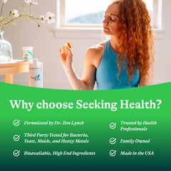 Healthcare label close-up on probiotic bottle