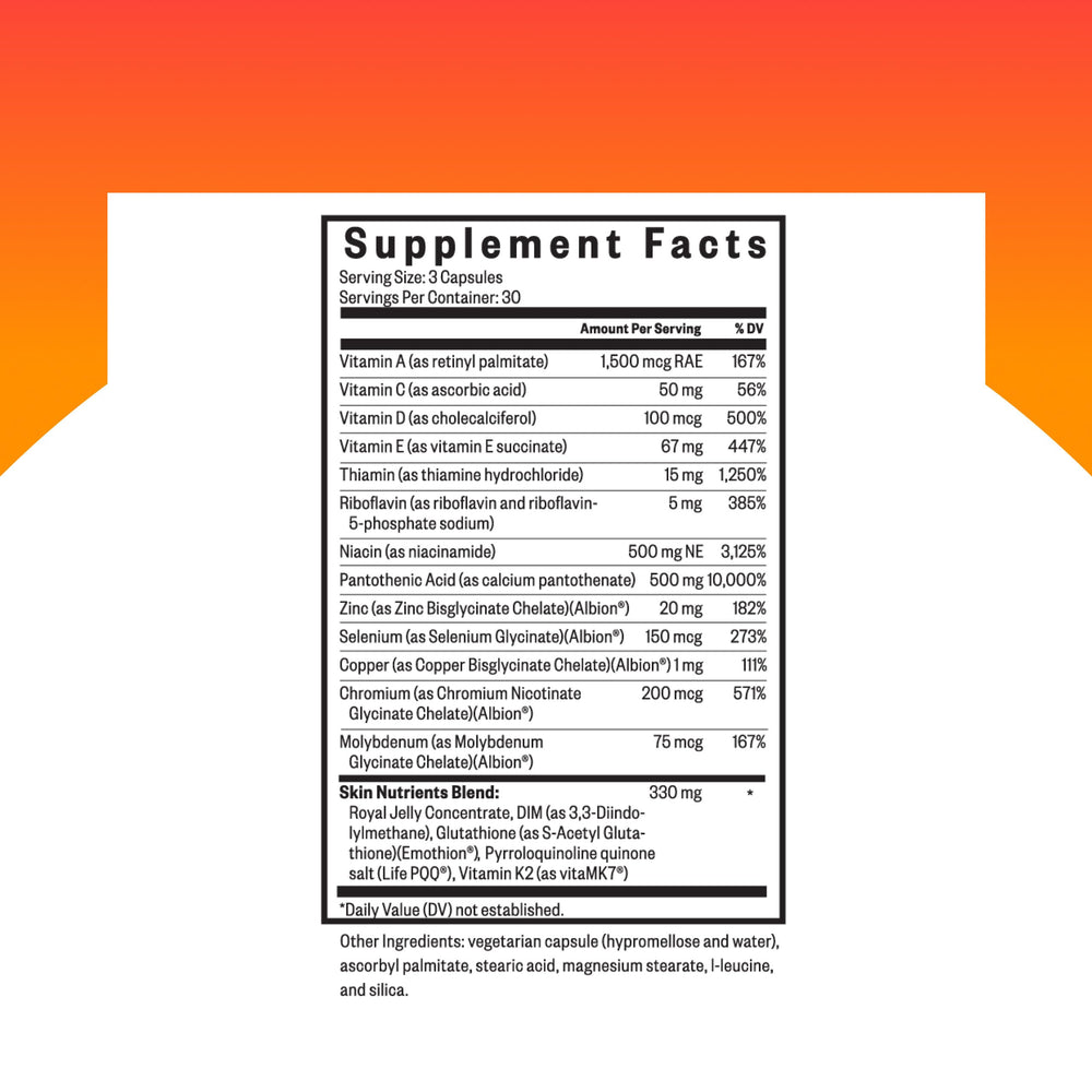 Seeking Health Skin Nutrients bottle with capsules displayed