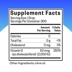 Olive oil-based Vitamin D3 drops ingredients close-up
