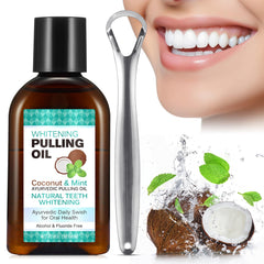 Sefudun Coconut Pulling Oil 4.2 oz with Tongue Scraper and Measuring Cup