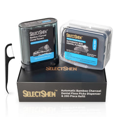 SelectShen Bamboo Charcoal Dental Floss Dispenser with 88 flossers