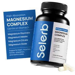 Front view of Selerb Magnesium Complex bottle (90 capsules)