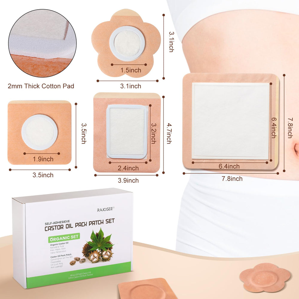 Self-adhesive castor oil pack with cotton inner layer