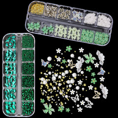 SEMATA heart-shaped charms with green rhinestones for cute accents.
