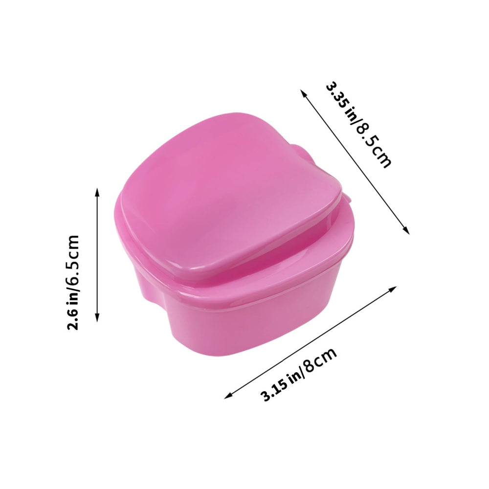 Two-piece denture soaking cups with strainer basket – side view