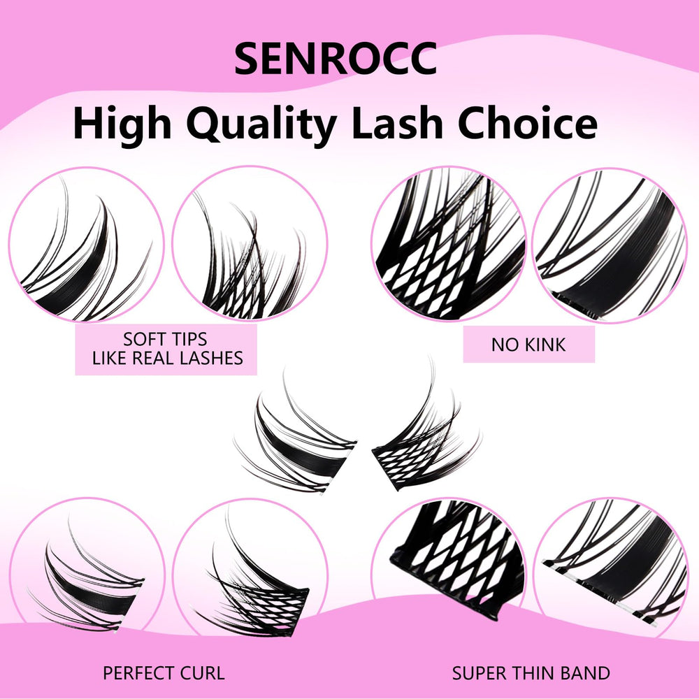SenRocc Natural-look cluster lashes blend with real lashes for a seamless look.