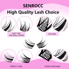 SenRocc Natural-look cluster lashes blend with real lashes for a seamless look.
