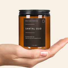 Close-up of cotton wick and soy wax in Sense Island Santal Oud candle