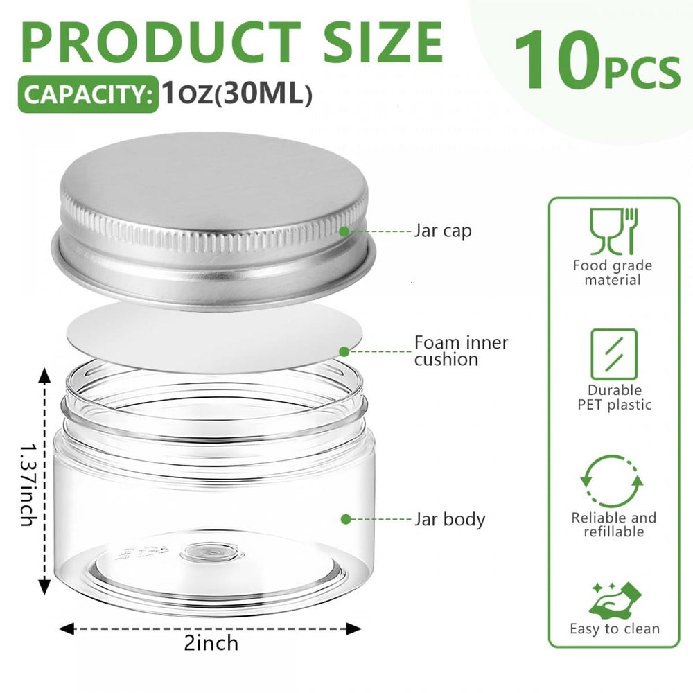 SenseYo ten-pack travel containers with silver lids, compact storage for cosmetics.