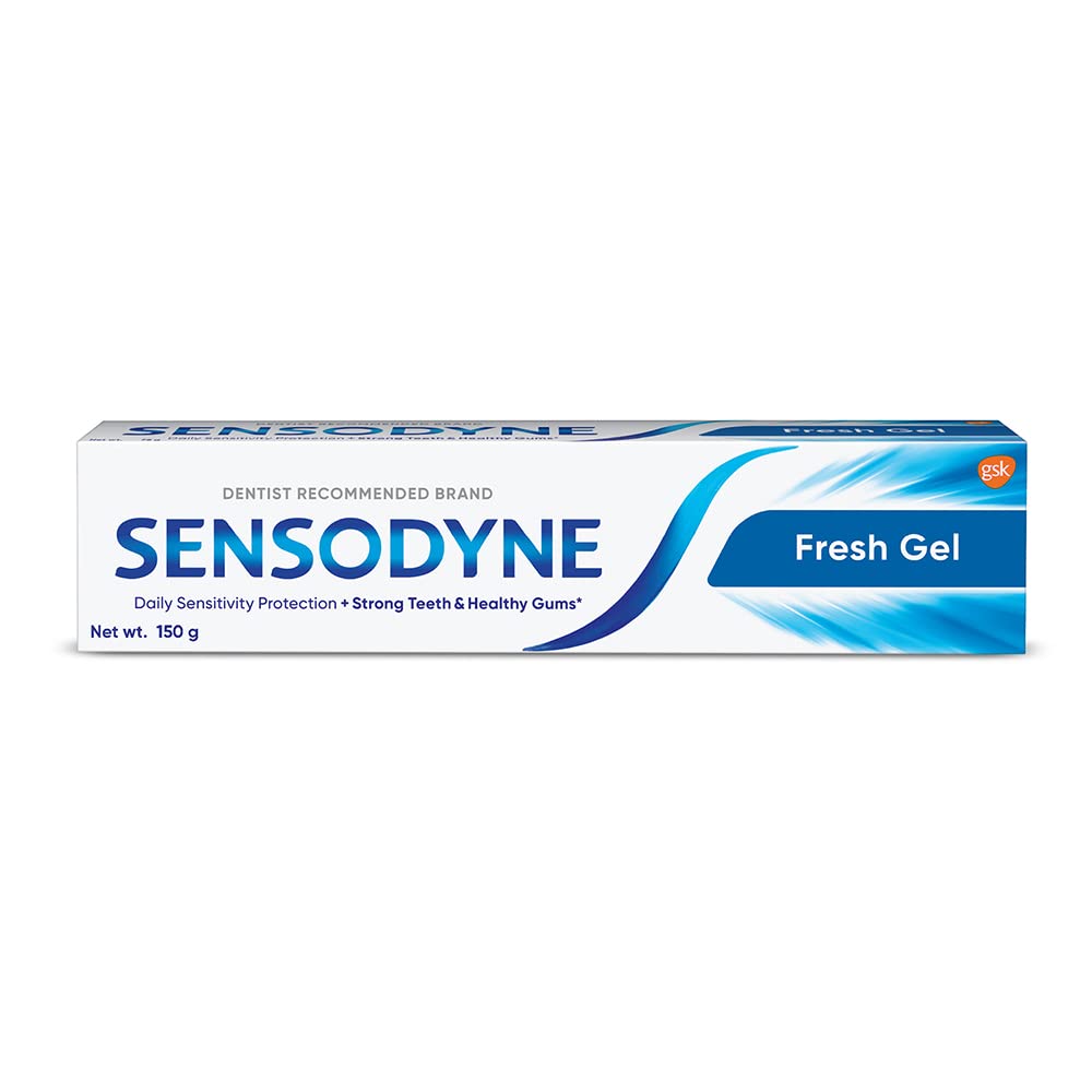 Front view of Sensodyne Extra Fresh Gel toothpaste tube 150g