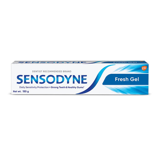 Front view of Sensodyne Extra Fresh Gel toothpaste tube 150g