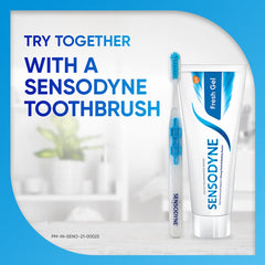 Packaging opened to reveal Sensodyne Fresh Gel tubes