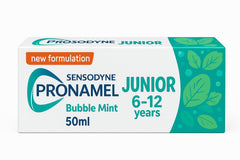 Close-up of Sensodyne Pronamel Children Daily Fluoride Toothpaste tube label