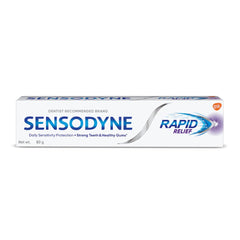 Front view of Sensodyne Rapid Relief toothpaste 80 g pack of 2