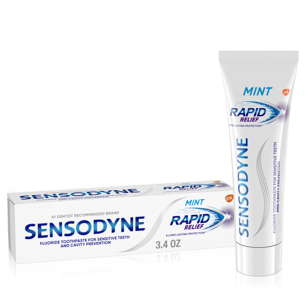 Sensodyne Rapid Relief mint toothpaste 3.4 oz front label