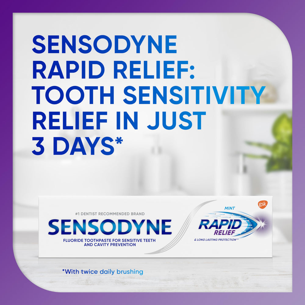 Sensitivity relief product label showing Rapid Relief