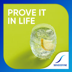 Close-up of Sensodyne Repair and Protect Mint toothpaste tube