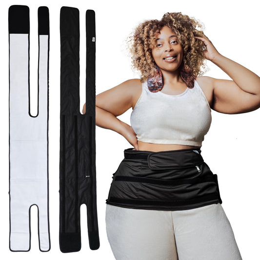 Sentre Plus-Size Castor Oil Pack Wrap in Black, extended to 67 inches