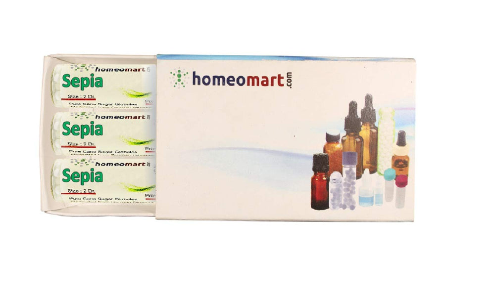 Sepia 200C homeopathy pellets in 2-dram vial
