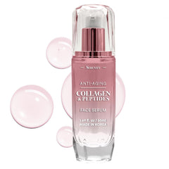 Serenity Dew Serum bottle closeup, vegan formula for hydrated skin.