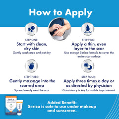 Serica Scar Gel on face and body for versatile care.