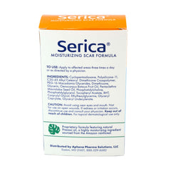 Serica Scar Gel label closeup highlights non-comedogenic formula.