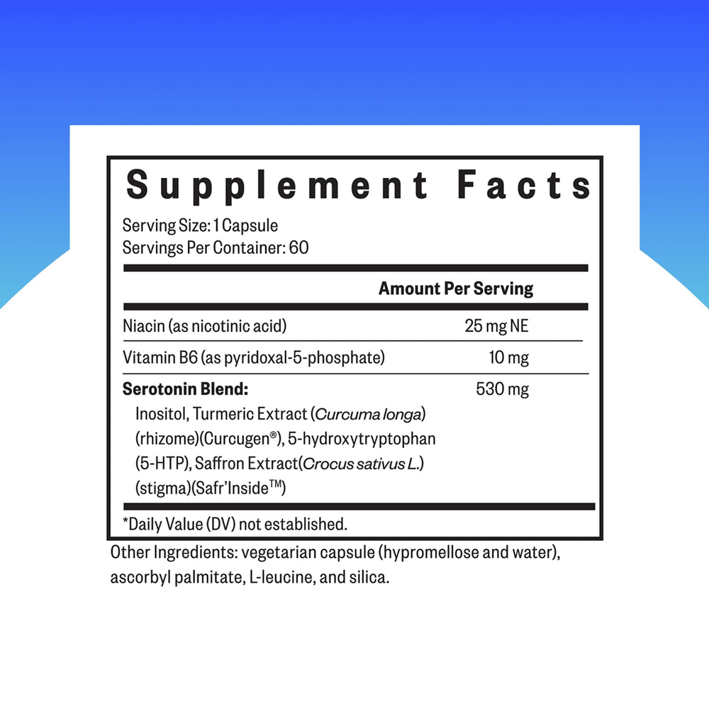 Close-up of 5-HTP and vitamin B6 ingredients