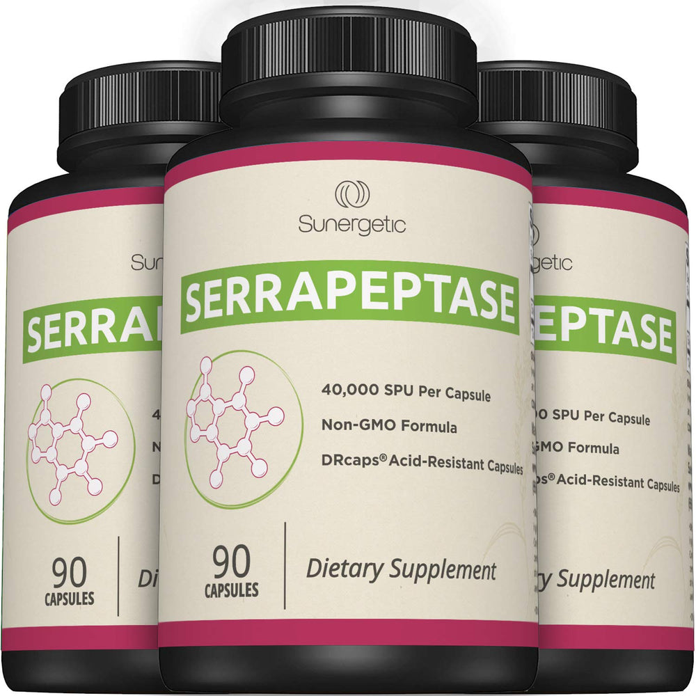 Enteric-coated Serrapeptase capsule close-up