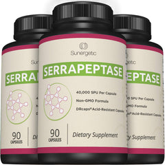 Enteric-coated Serrapeptase capsule close-up