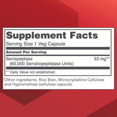 Serrapeptase bottle with 60,000 units per capsule
