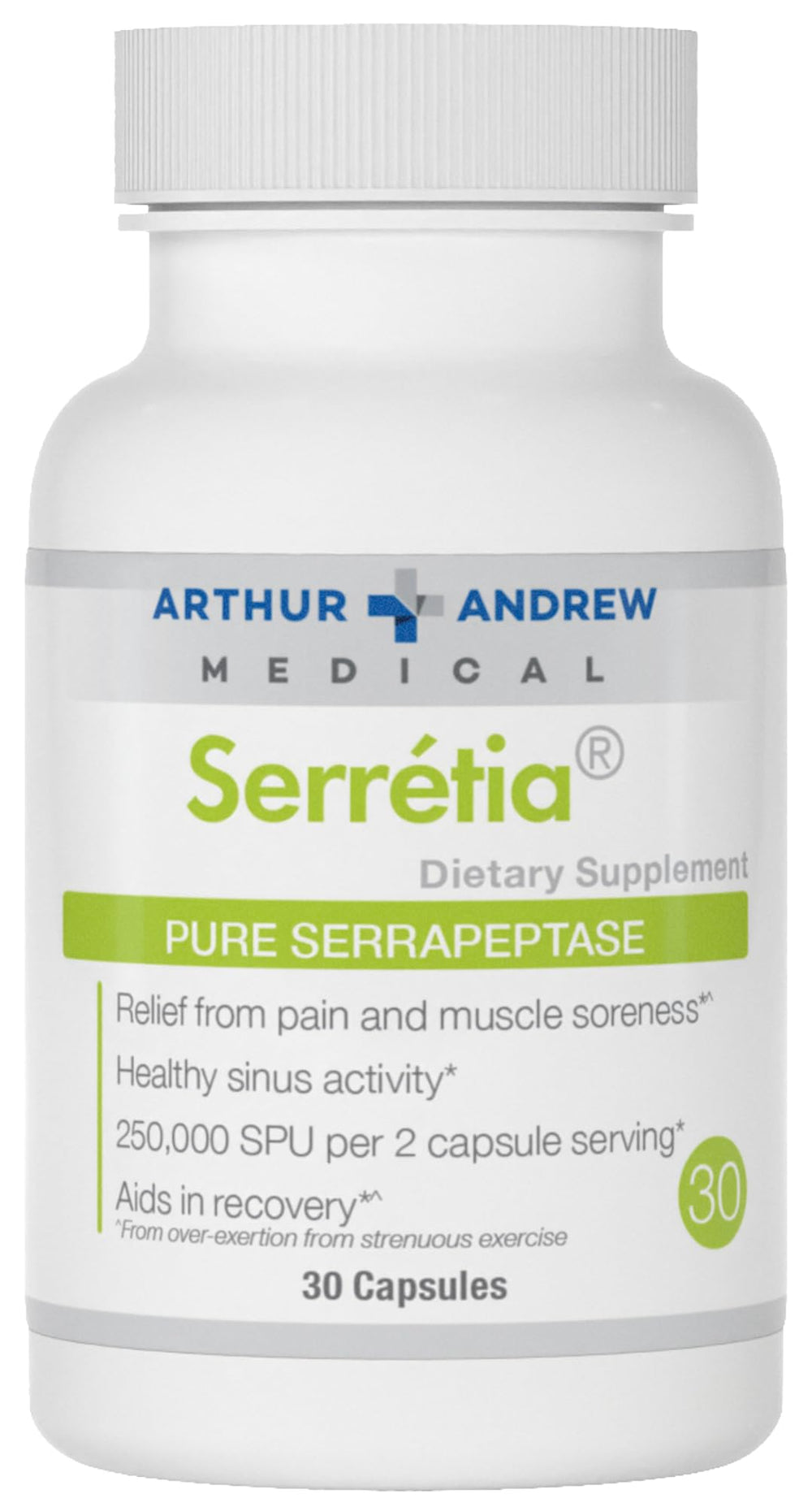 Arthur Andrew Medical Serretia Serrapeptase bottle with 30 capsules