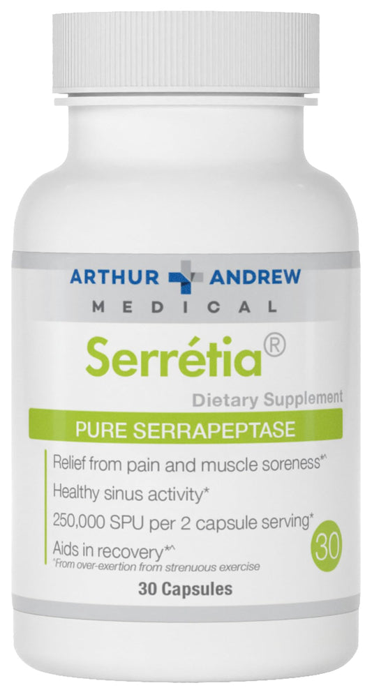 Arthur Andrew Medical Serretia Serrapeptase bottle with 30 capsules
