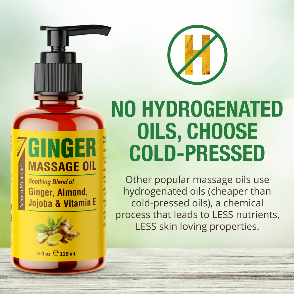 Ginger Massage Oil bottle for lymphatic drainage with therapeutic grade blend