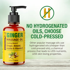 Ginger Massage Oil bottle for lymphatic drainage with therapeutic grade blend