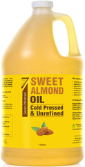 Front view of Seven Minerals Pure Cold Pressed Sweet Almond Oil 1 Gallon bottle