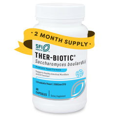 SFI Health Klaire Labs Ther-Biotic S. boulardii capsules closeup for digestive balance