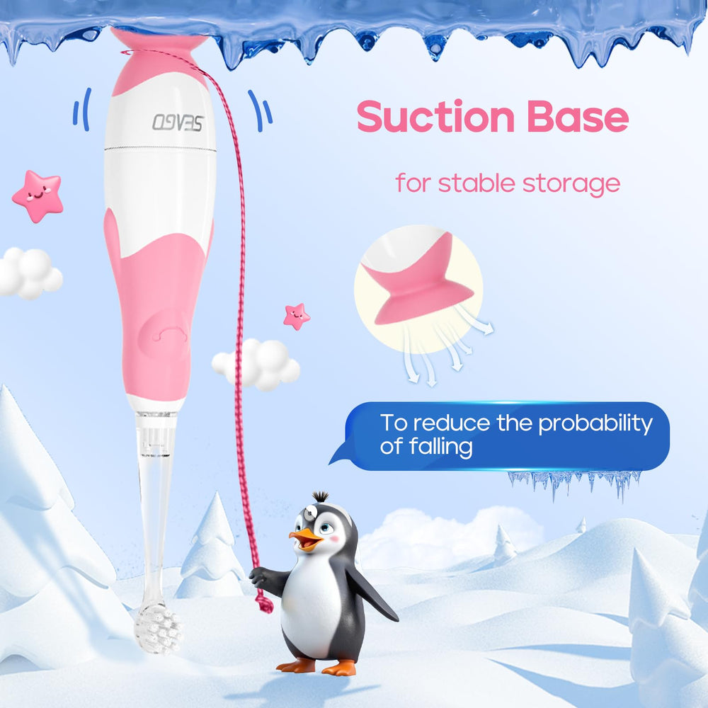 Close-up of pink SG-513 toddler toothbrush head