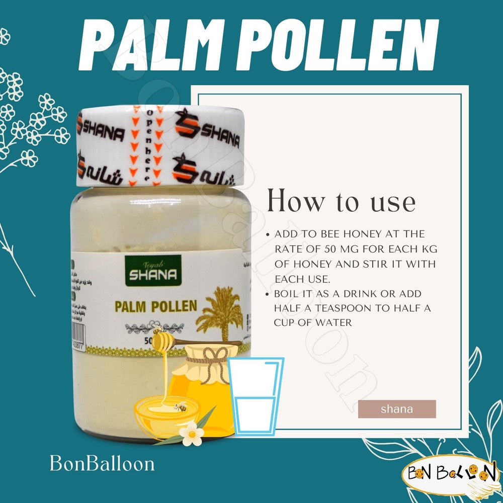 Nutrition facts for Shana Palm Pollen Powdered Natural Date 50 g