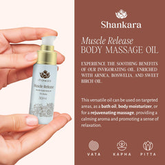 Close-up of Shankara massage oil texture with arnica and lavender